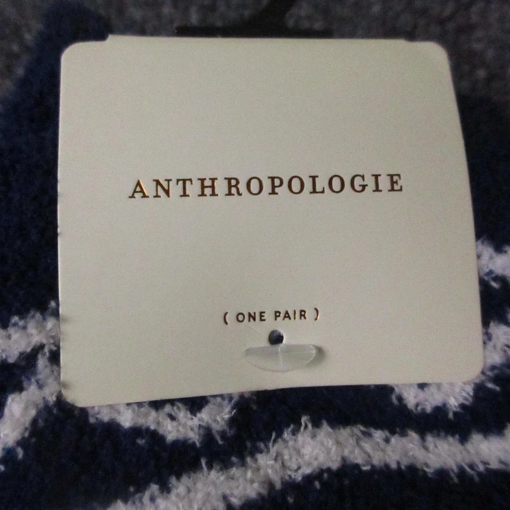 Anthropologie Socks Womens One Size Blue Fuzzy Fair Isle Ski Winter Thermal